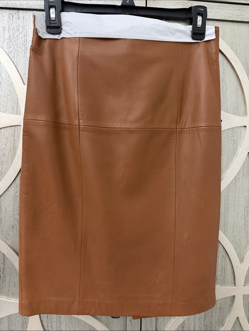 ANTONIO MELANI Brown 100% Leather Pencil Skirt with belt loops - Picture 2 of 10